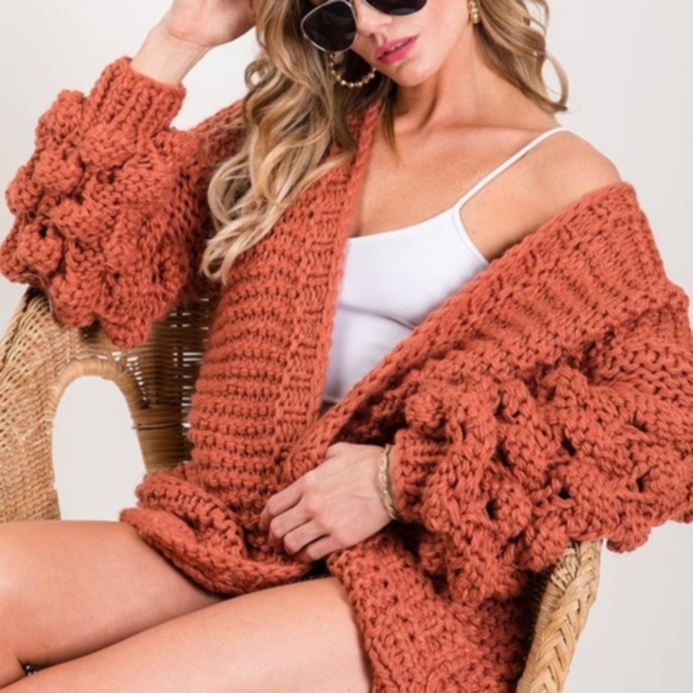 GIA Hand made Pom Pom Detail Sleeve Cardigan - Picture 3 of 3